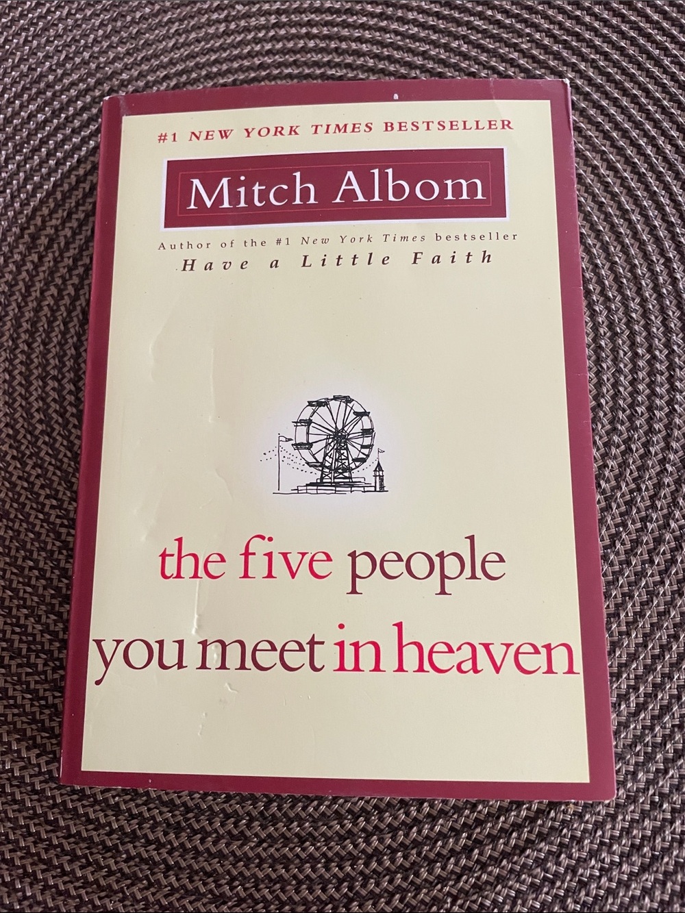 Mitch Albom "The Five People You Meet in Heaven" - Cream & Burgundy Paperback